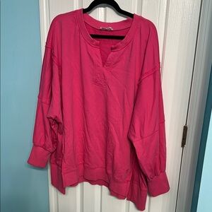 First Love Pink Oversized Long Sleeve Hoodie